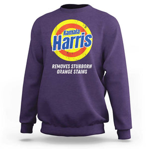 Funny Kamala Harris 2024 Sweatshirt Madam President Removes Stubborn Orange Stains TS02 Purple Print Your Wear