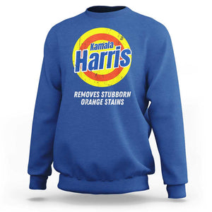 Funny Kamala Harris 2024 Sweatshirt Madam President Removes Stubborn Orange Stains TS02 Royal Blue Print Your Wear