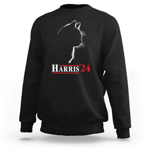 Harris 2024 Sweatshirt Cat Ladies For Kamala '24 Madam President TS02 Black Print Your Wear