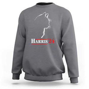 Harris 2024 Sweatshirt Cat Ladies For Kamala '24 Madam President TS02 Charcoal Print Your Wear