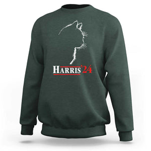 Harris 2024 Sweatshirt Cat Ladies For Kamala '24 Madam President TS02 Dark Forest Green Print Your Wear