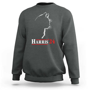 Harris 2024 Sweatshirt Cat Ladies For Kamala '24 Madam President TS02 Dark Heather Print Your Wear