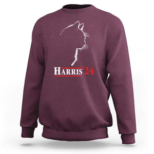 Harris 2024 Sweatshirt Cat Ladies For Kamala '24 Madam President TS02 Maroon Print Your Wear