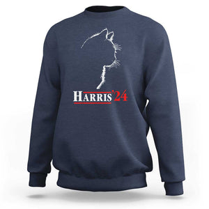 Harris 2024 Sweatshirt Cat Ladies For Kamala '24 Madam President TS02 Navy Print Your Wear