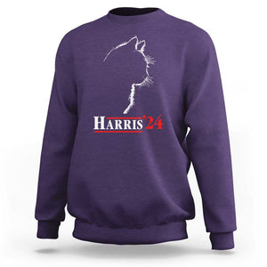 Harris 2024 Sweatshirt Cat Ladies For Kamala '24 Madam President TS02 Purple Print Your Wear