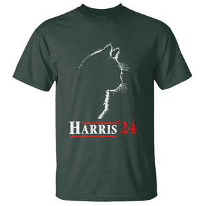 Harris 2024 T Shirt Cat Ladies For Kamala '24 Madam President TS02 Dark Forest Green Print Your Wear