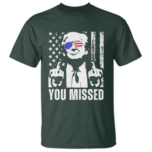 Trump 2024 T Shirt You Missed US American Flag Retro TS02 Dark Forest Green Print Your Wear