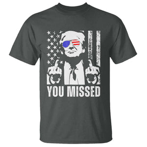 Trump 2024 T Shirt You Missed US American Flag Retro TS02 Dark Heather Print Your Wear