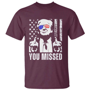 Trump 2024 T Shirt You Missed US American Flag Retro TS02 Maroon Print Your Wear