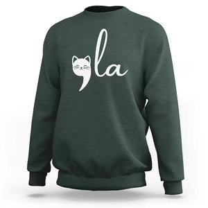 Comma La Kamala Harris Sweatshirt Retro Cat For Madam President 2024 TS02 Dark Forest Green Print Your Wear