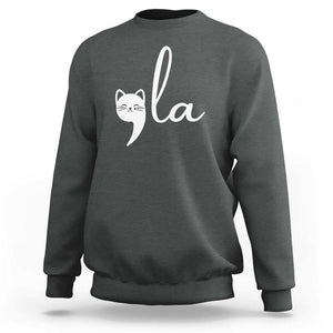 Comma La Kamala Harris Sweatshirt Retro Cat For Madam President 2024 TS02 Dark Heather Print Your Wear