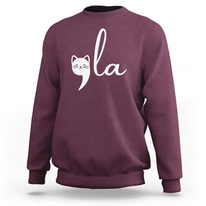 Comma La Kamala Harris Sweatshirt Retro Cat For Madam President 2024 TS02 Maroon Print Your Wear