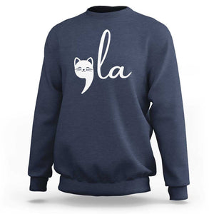 Comma La Kamala Harris Sweatshirt Retro Cat For Madam President 2024 TS02 Navy Print Your Wear