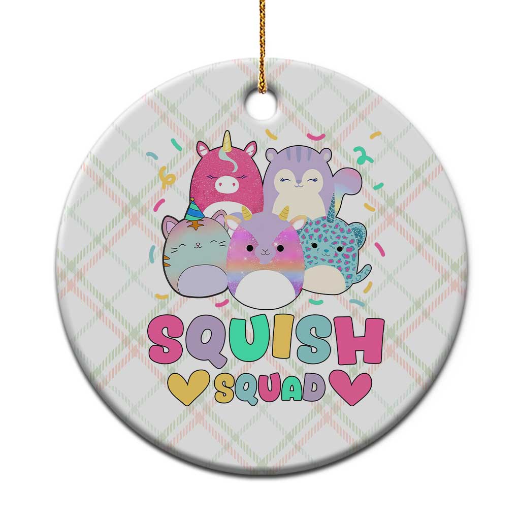 Kawaii Plush Animals Squish Squad Graphic Ceramic Ornament Cute Pastel Animal Party Confetti