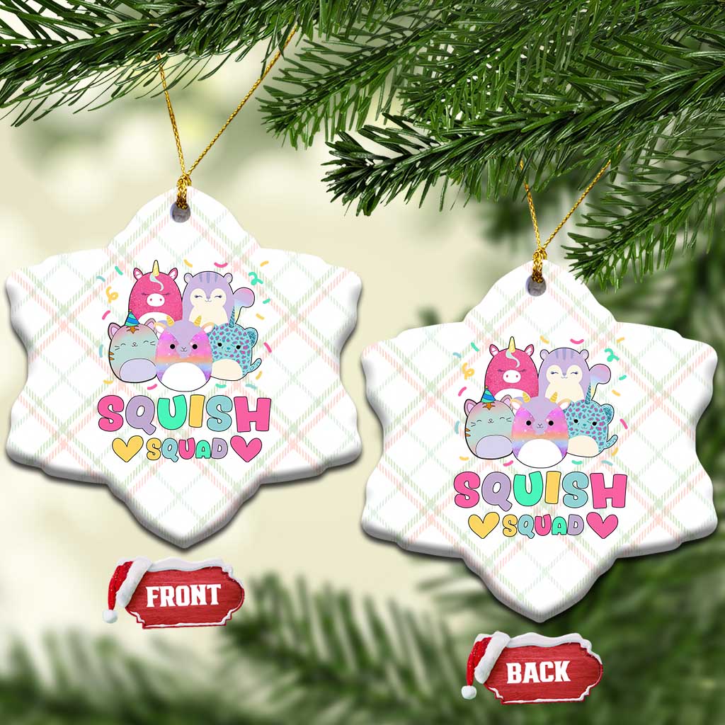 Kawaii Plush Animals Squish Squad Graphic Ceramic Ornament Cute Pastel Animal Party Confetti
