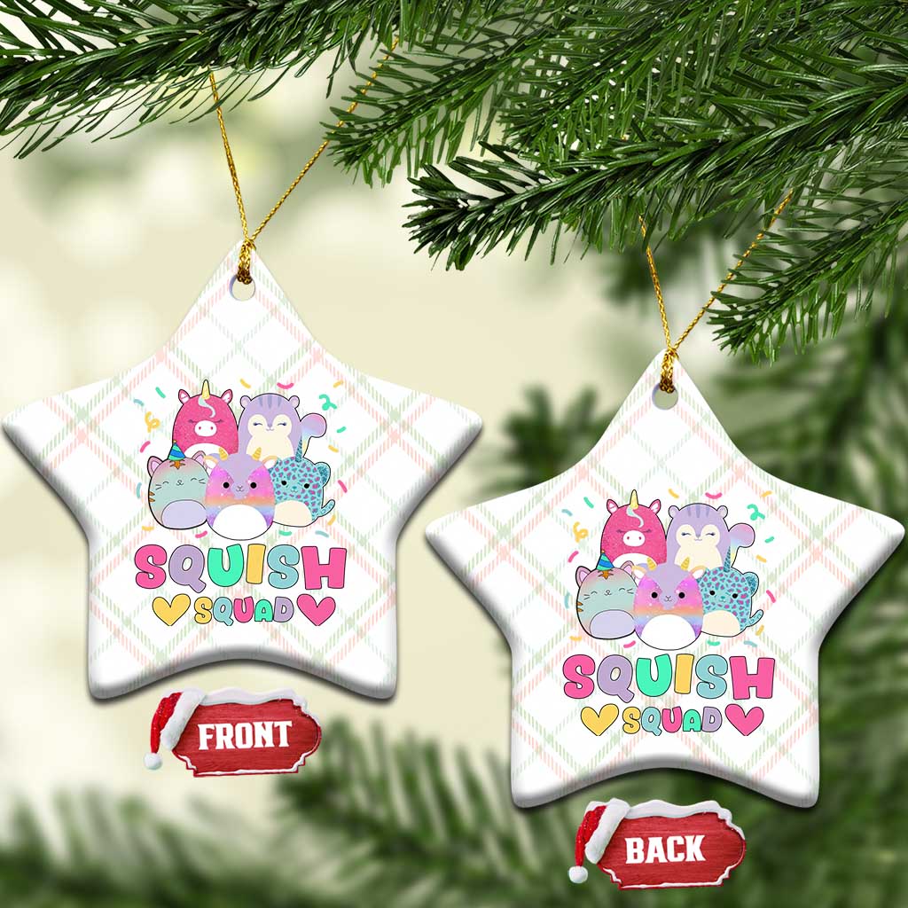 Kawaii Plush Animals Squish Squad Graphic Ceramic Ornament Cute Pastel Animal Party Confetti