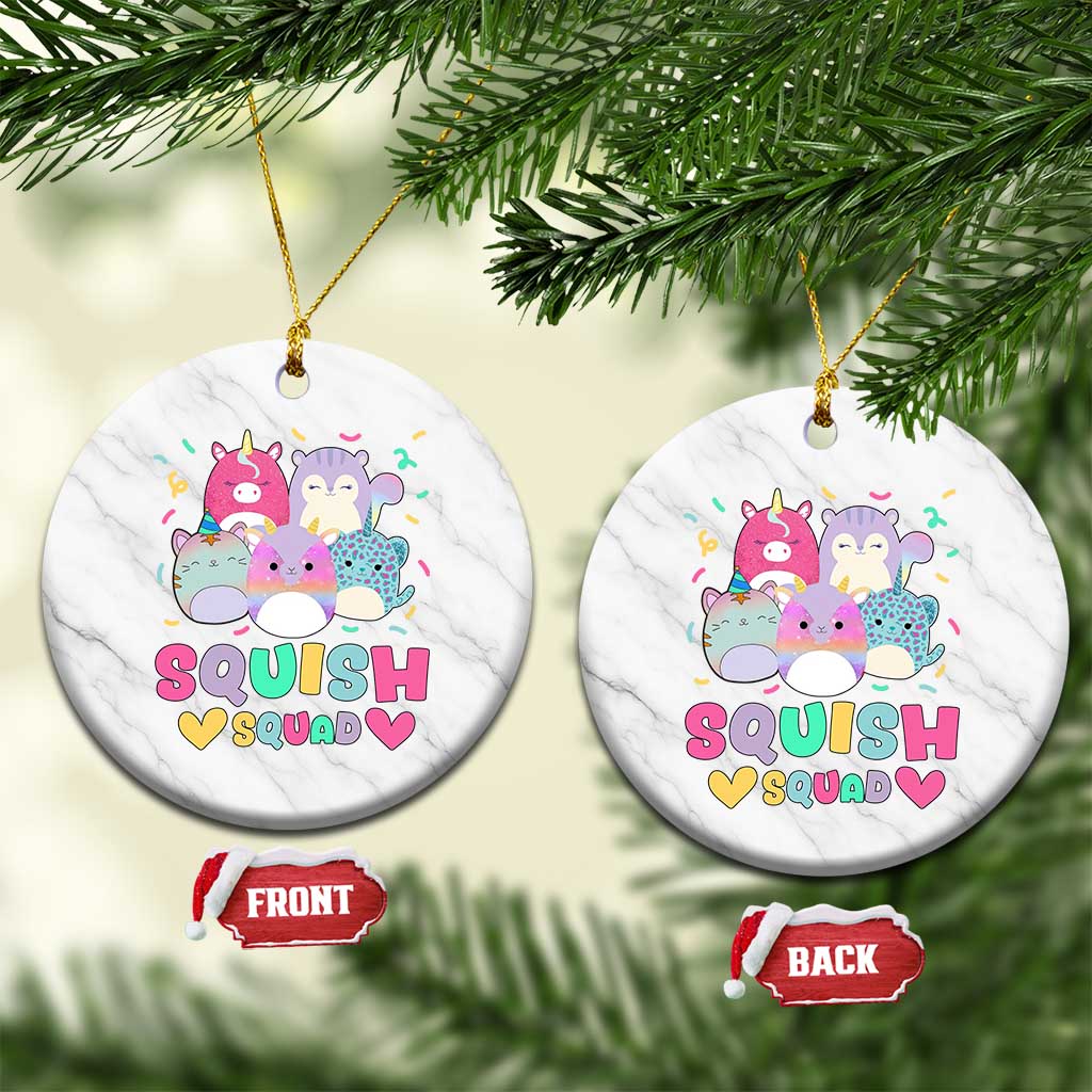 Kawaii Plush Animals Squish Squad Graphic Ceramic Ornament Cute Pastel Animal Party Confetti