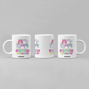 Kawaii Plush Animals Squish Squad Graphic Coffee Mug Cute Pastel Animal Party Confetti