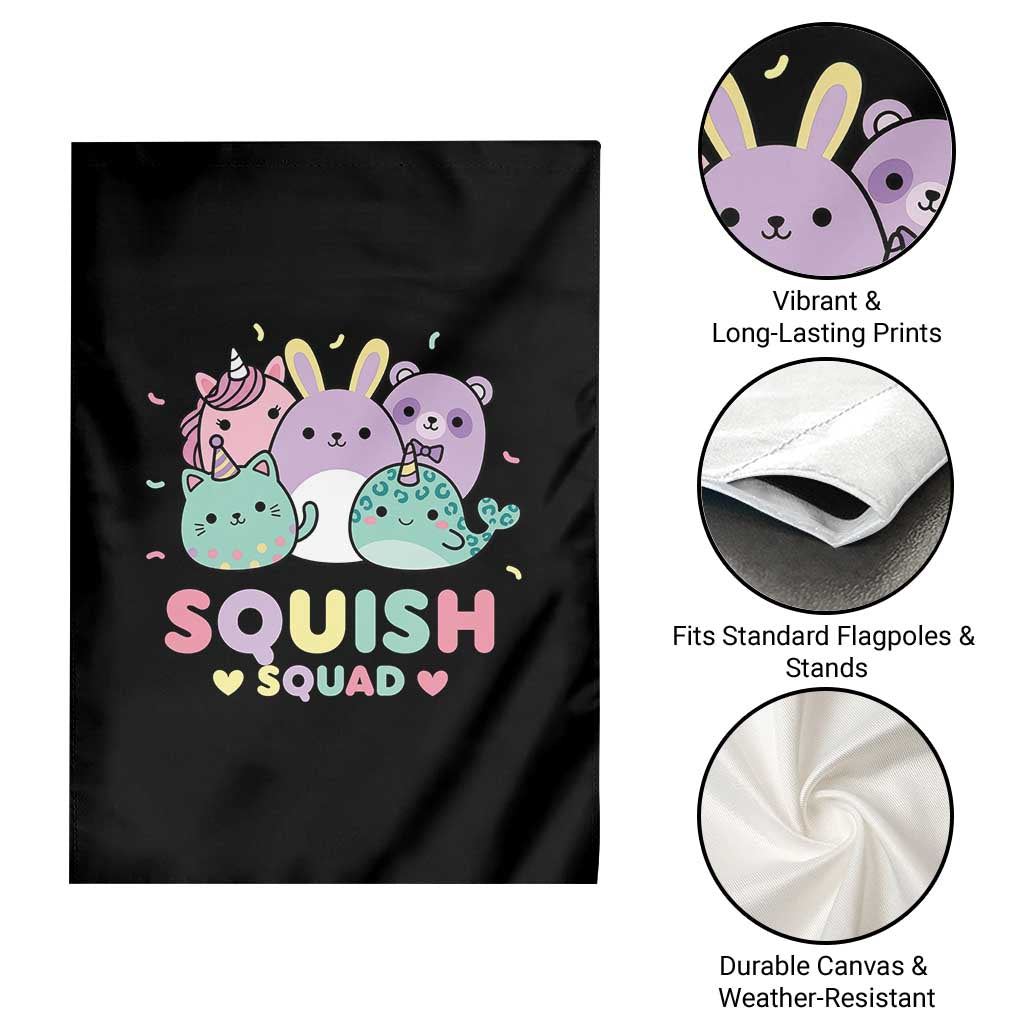 Kawaii Pastel Squish Squad Graphic Garden Flag Cute Rainbow Animal Friends