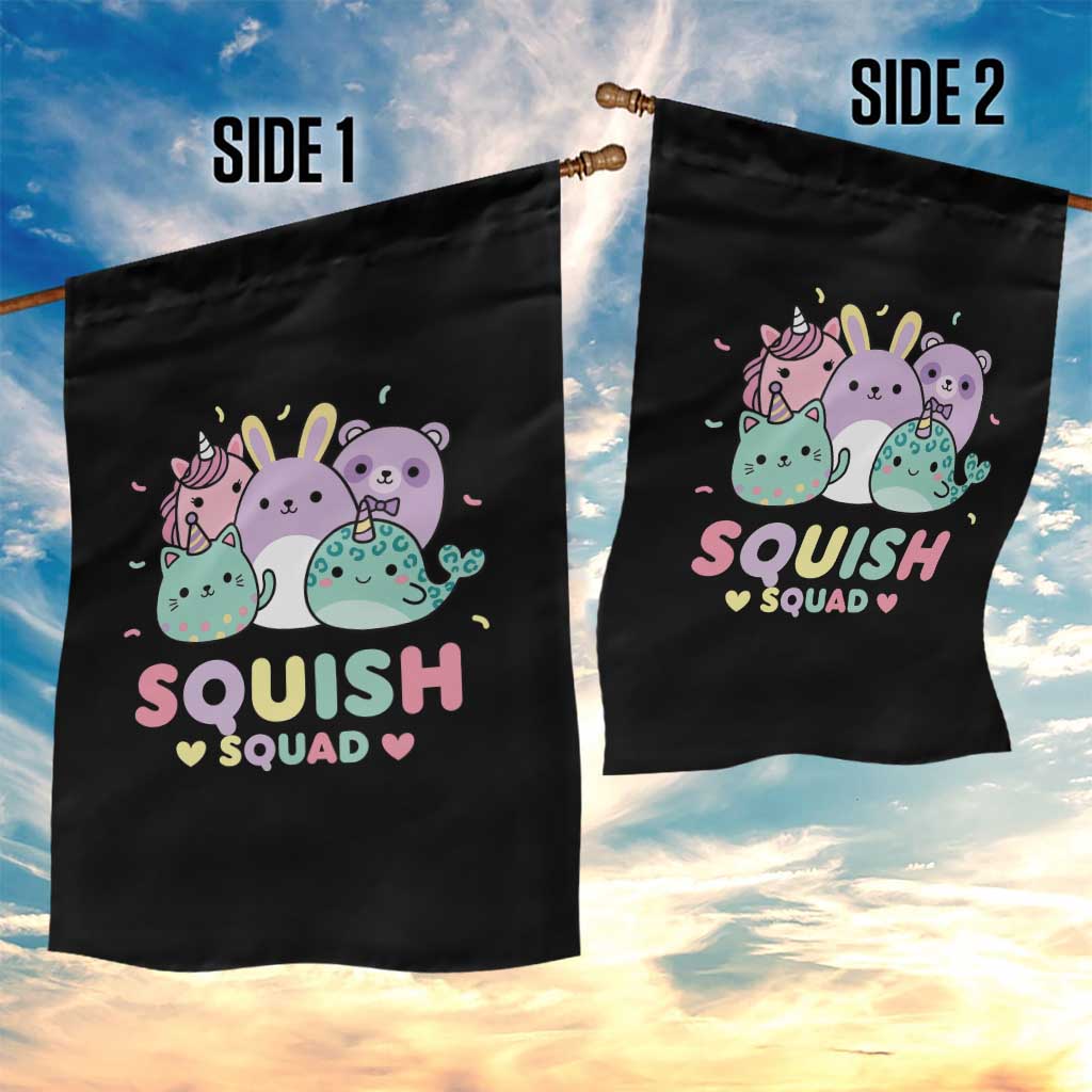 Kawaii Pastel Squish Squad Graphic Garden Flag Cute Rainbow Animal Friends