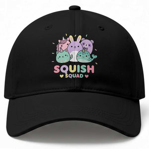 Kawaii Pastel Squish Squad Graphic Baseball Cap Cute Rainbow Animal Friends
