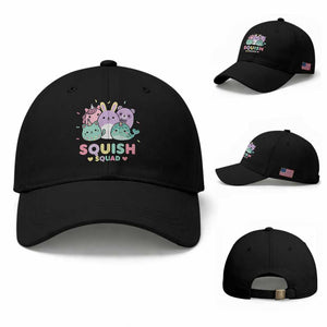 Kawaii Pastel Squish Squad Graphic Baseball Cap Cute Rainbow Animal Friends