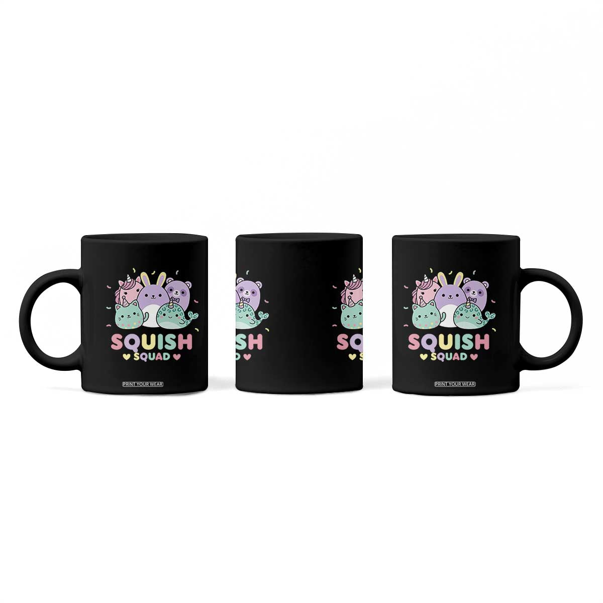 Kawaii Pastel Squish Squad Graphic Coffee Mug Cute Rainbow Animal Friends