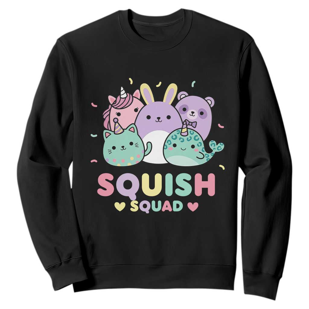 Kawaii Pastel Squish Squad Graphic Sweatshirt Cute Rainbow Animal Friends