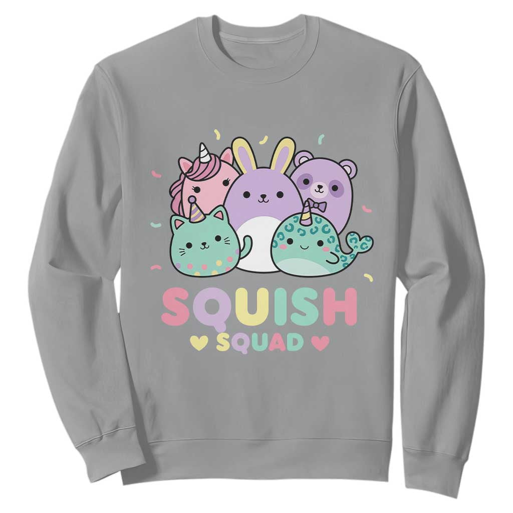 Kawaii Pastel Squish Squad Graphic Sweatshirt Cute Rainbow Animal Friends