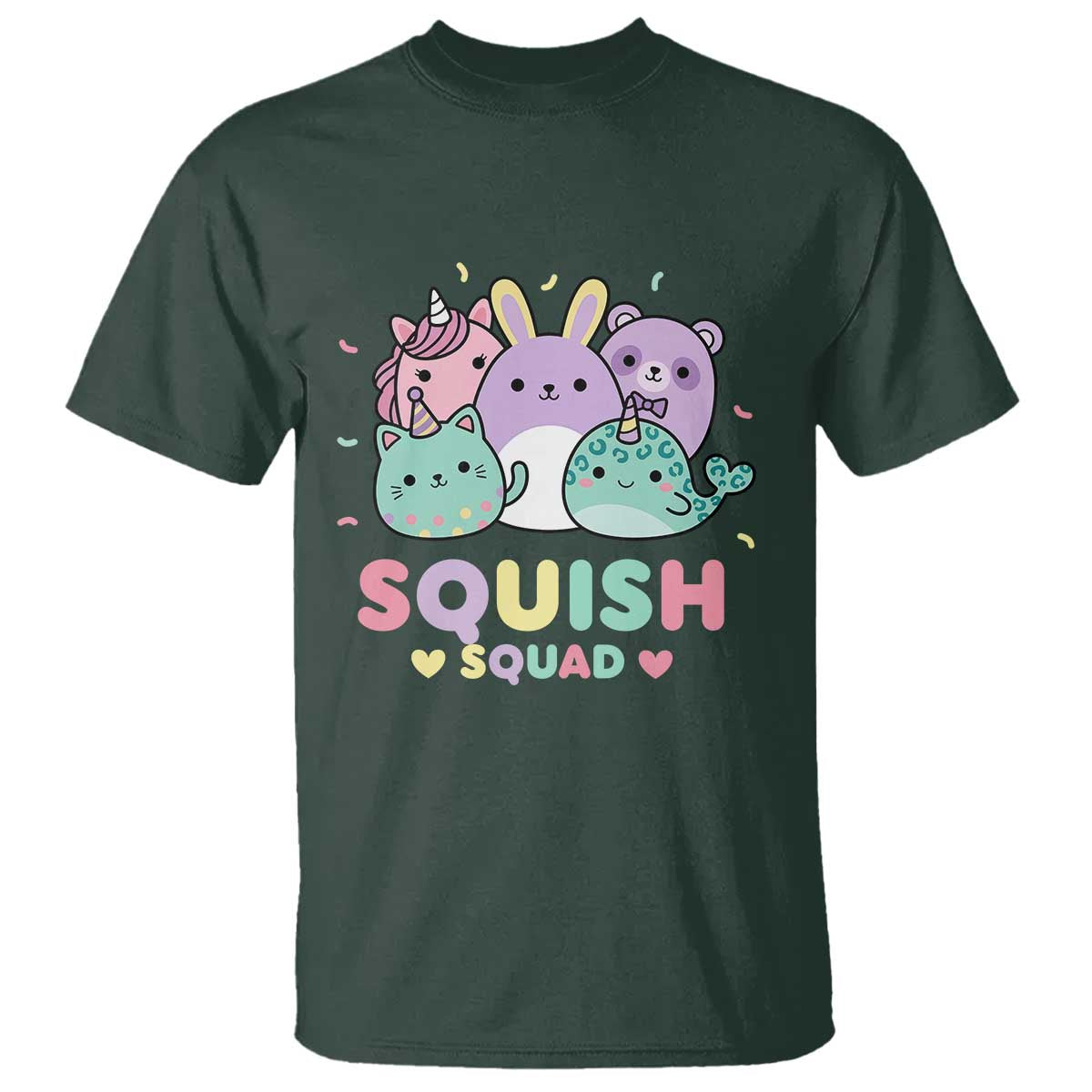 Kawaii Pastel Squish Squad Graphic T Shirt Cute Rainbow Animal Friends