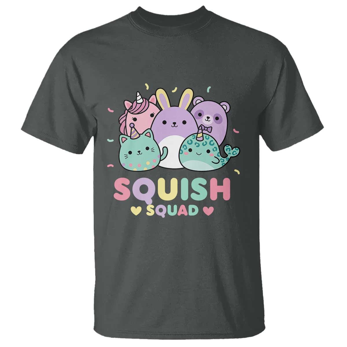Kawaii Pastel Squish Squad Graphic T Shirt Cute Rainbow Animal Friends