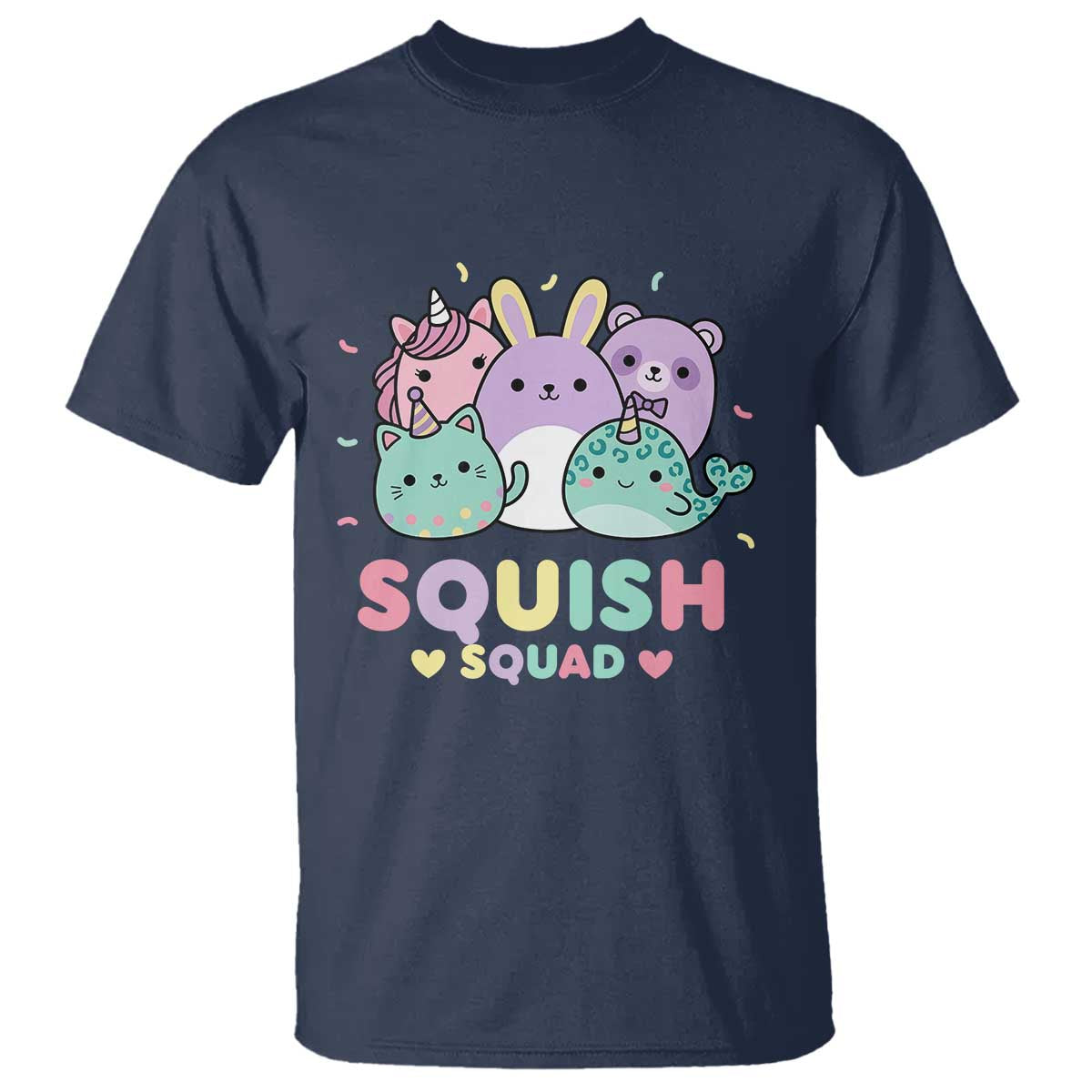 Kawaii Pastel Squish Squad Graphic T Shirt Cute Rainbow Animal Friends