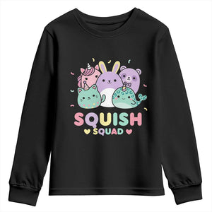 Kawaii Pastel Squish Squad Graphic Youth Sweatshirt Cute Rainbow Animal Friends
