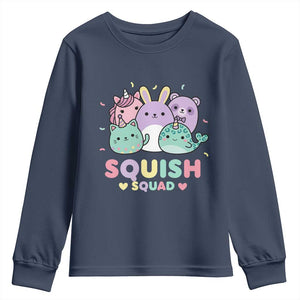 Kawaii Pastel Squish Squad Graphic Youth Sweatshirt Cute Rainbow Animal Friends