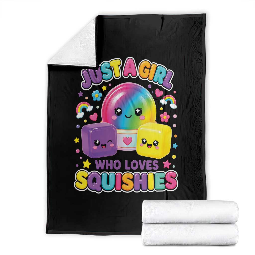 Just A Girl Who Loves Squishies Graphic Throw Blanket Kawaii Rainbow Squish Squad Lover
