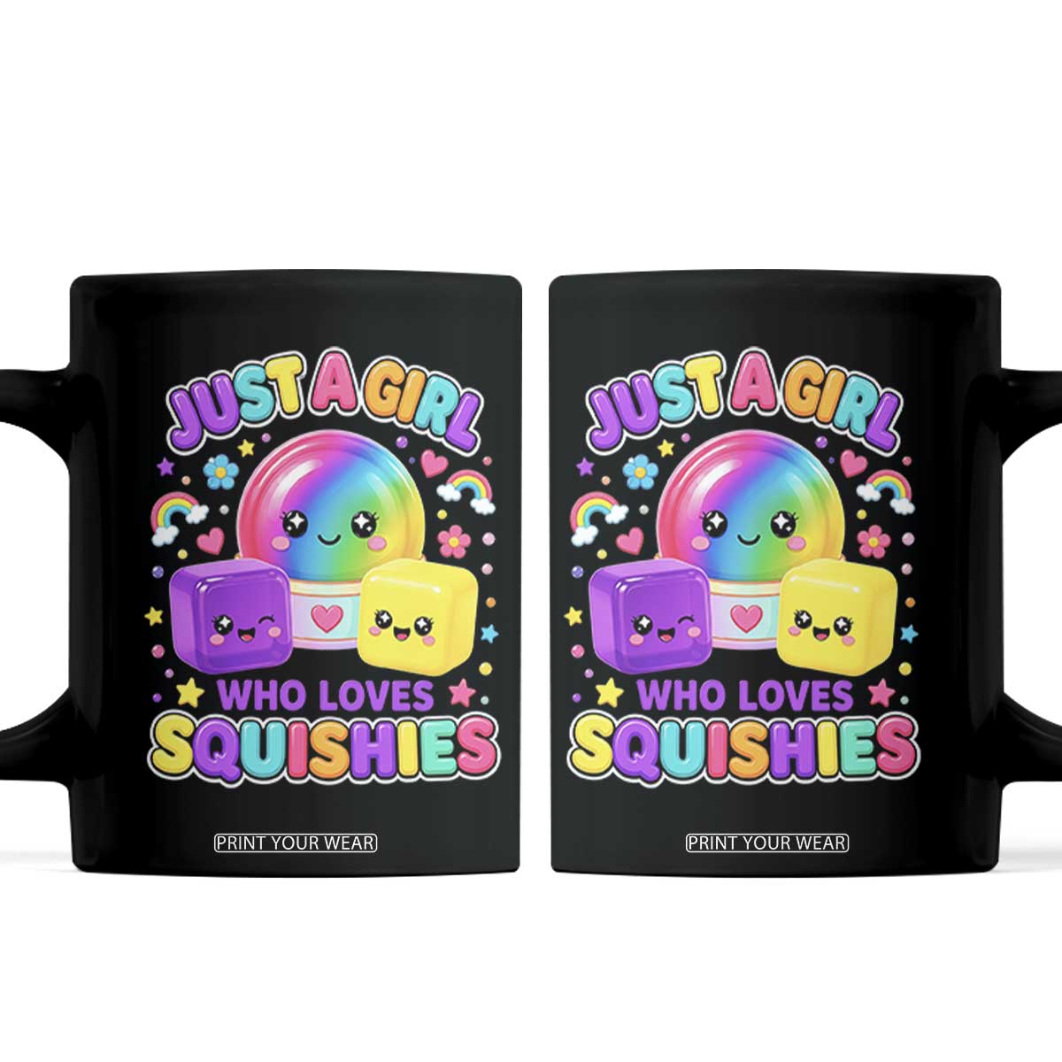 Just A Girl Who Loves Squishies Graphic Coffee Mug Kawaii Rainbow Squish Squad Lover