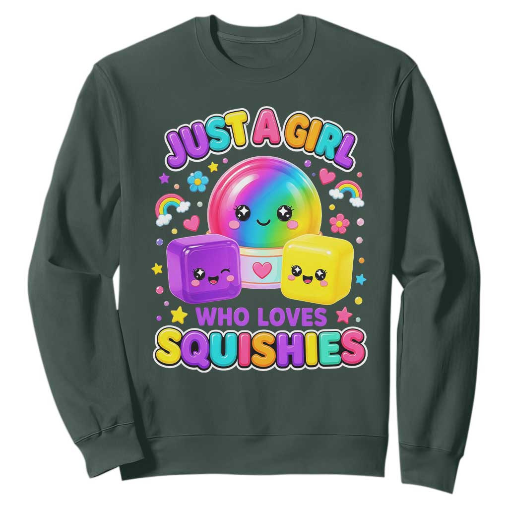 Just A Girl Who Loves Squishies Graphic Sweatshirt Kawaii Rainbow Squish Squad Lover