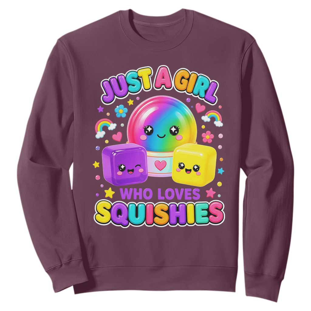 Just A Girl Who Loves Squishies Graphic Sweatshirt Kawaii Rainbow Squish Squad Lover
