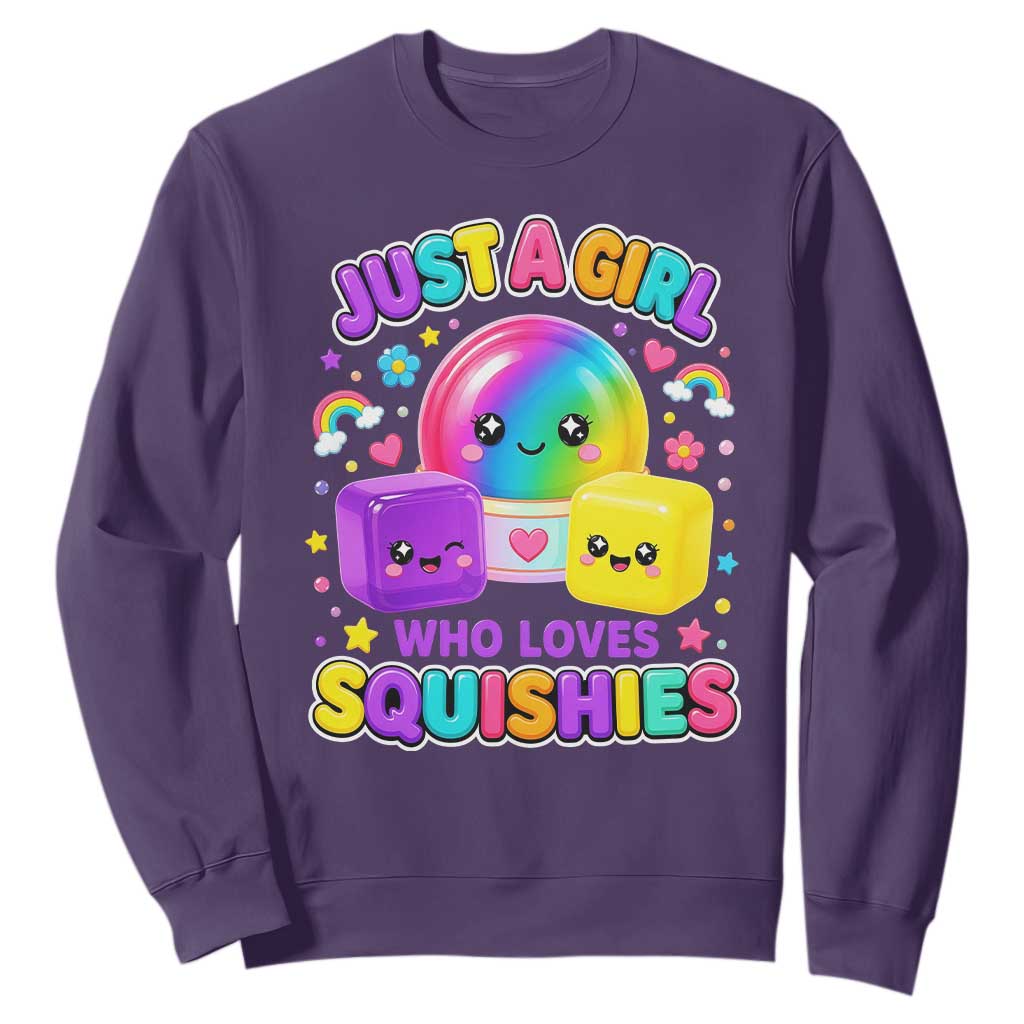 Just A Girl Who Loves Squishies Graphic Sweatshirt Kawaii Rainbow Squish Squad Lover
