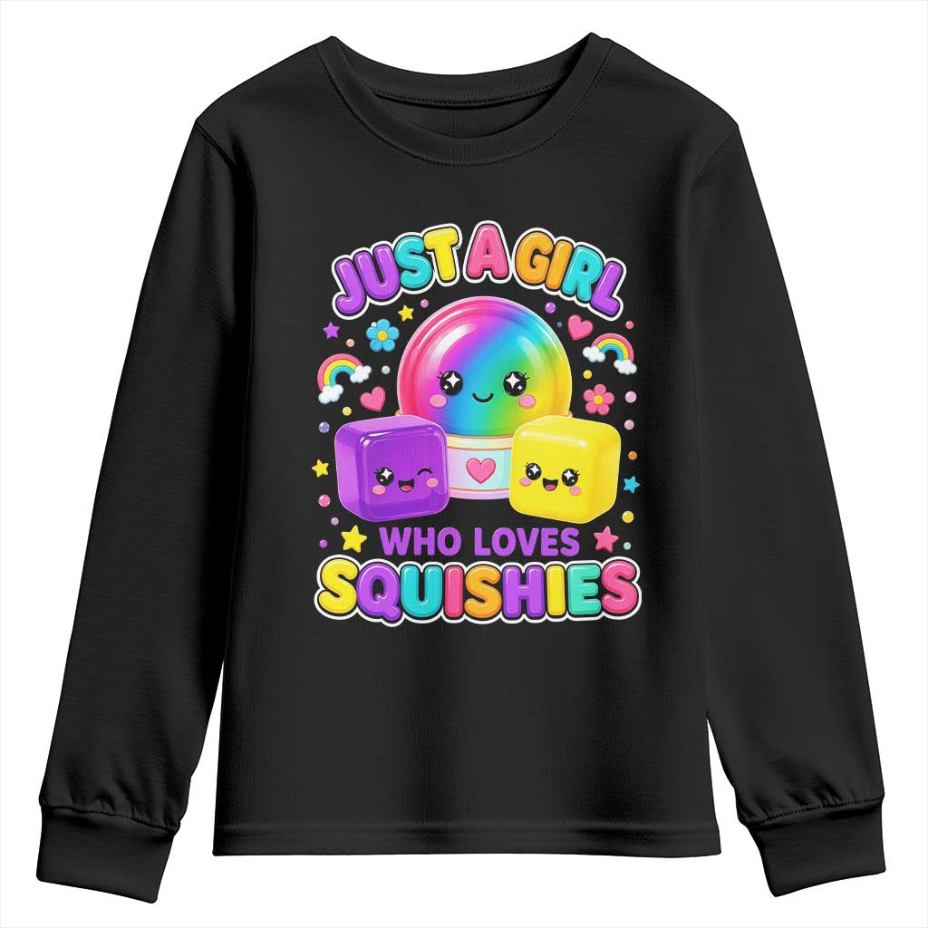 Just A Girl Who Loves Squishies Graphic Youth Sweatshirt Kawaii Rainbow Squish Squad Lover