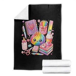 Kawaii Glitter Dumpling Teacher Stationeries Graphic Throw Blanket Cute Back To School for Teachers