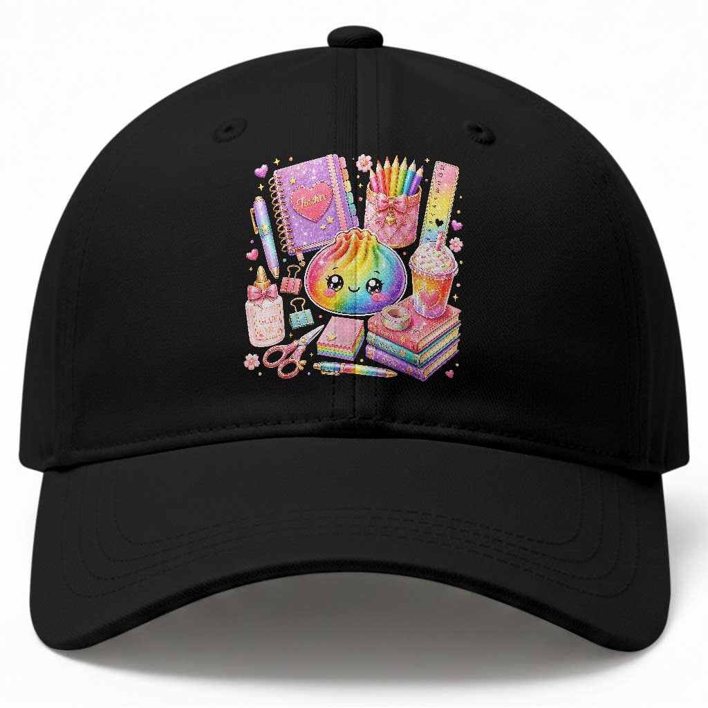 Kawaii Glitter Dumpling Teacher Stationeries Graphic Baseball Cap Cute Back To School for Teachers
