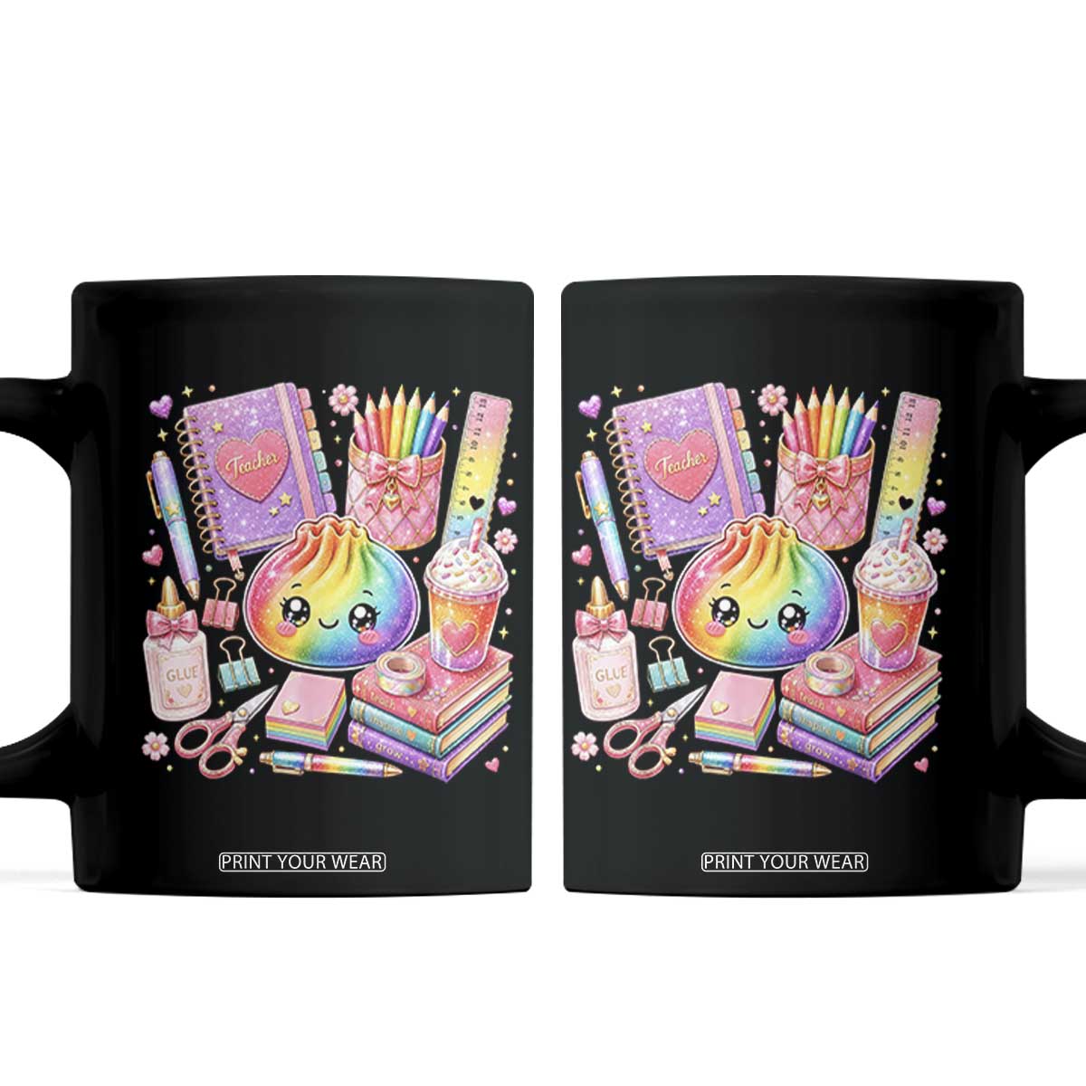 Kawaii Glitter Dumpling Teacher Stationeries Graphic Coffee Mug Cute Back To School for Teachers