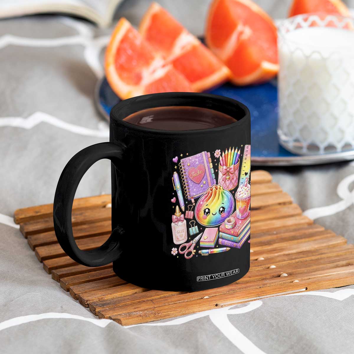 Kawaii Glitter Dumpling Teacher Stationeries Graphic Coffee Mug Cute Back To School for Teachers