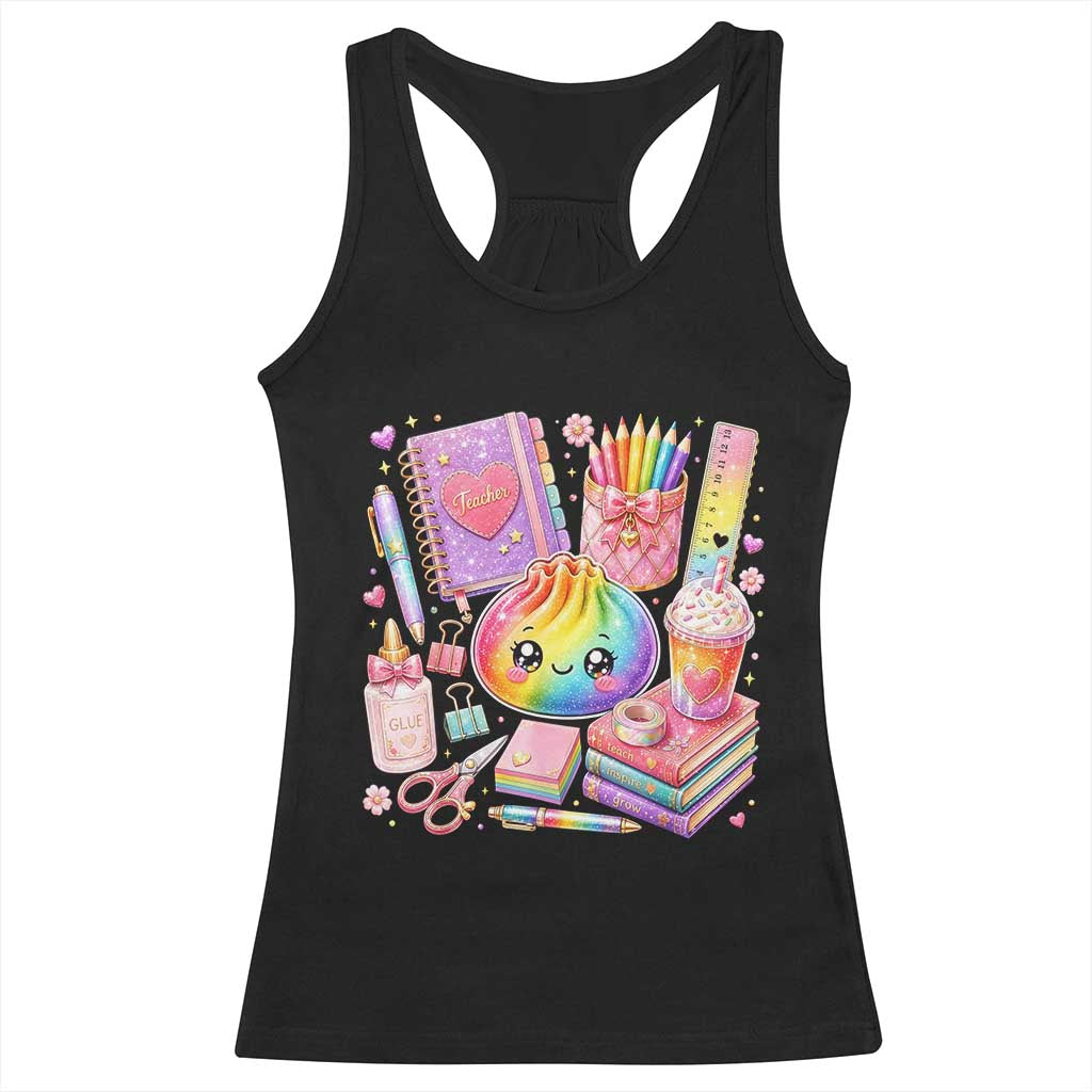 Kawaii Glitter Dumpling Teacher Stationeries Graphic Racerback Tank Top Cute Back To School for Teachers