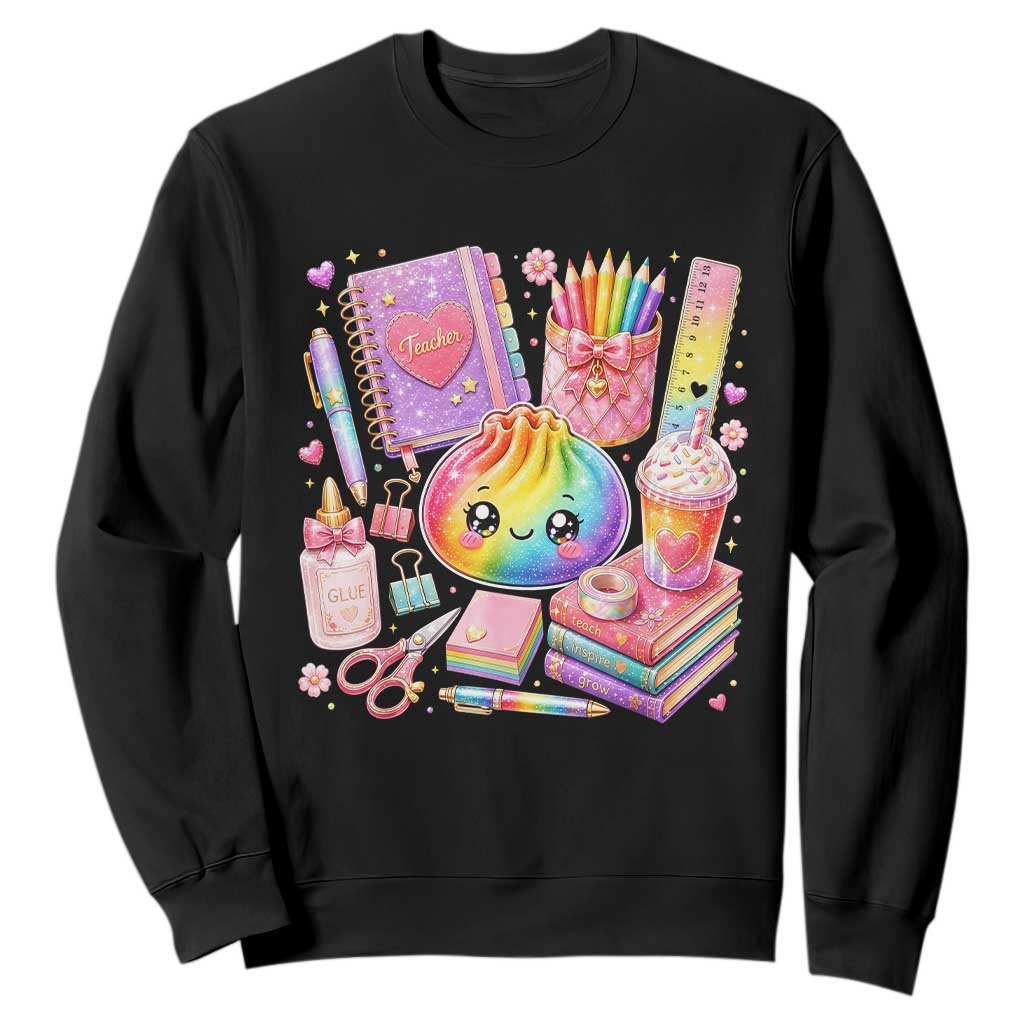 Kawaii Glitter Dumpling Teacher Stationeries Graphic Sweatshirt Cute Back To School for Teachers
