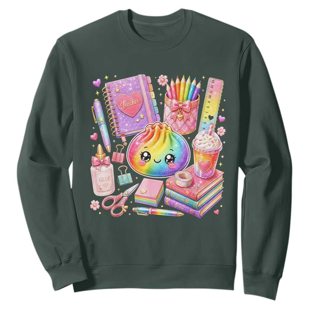 Kawaii Glitter Dumpling Teacher Stationeries Graphic Sweatshirt Cute Back To School for Teachers