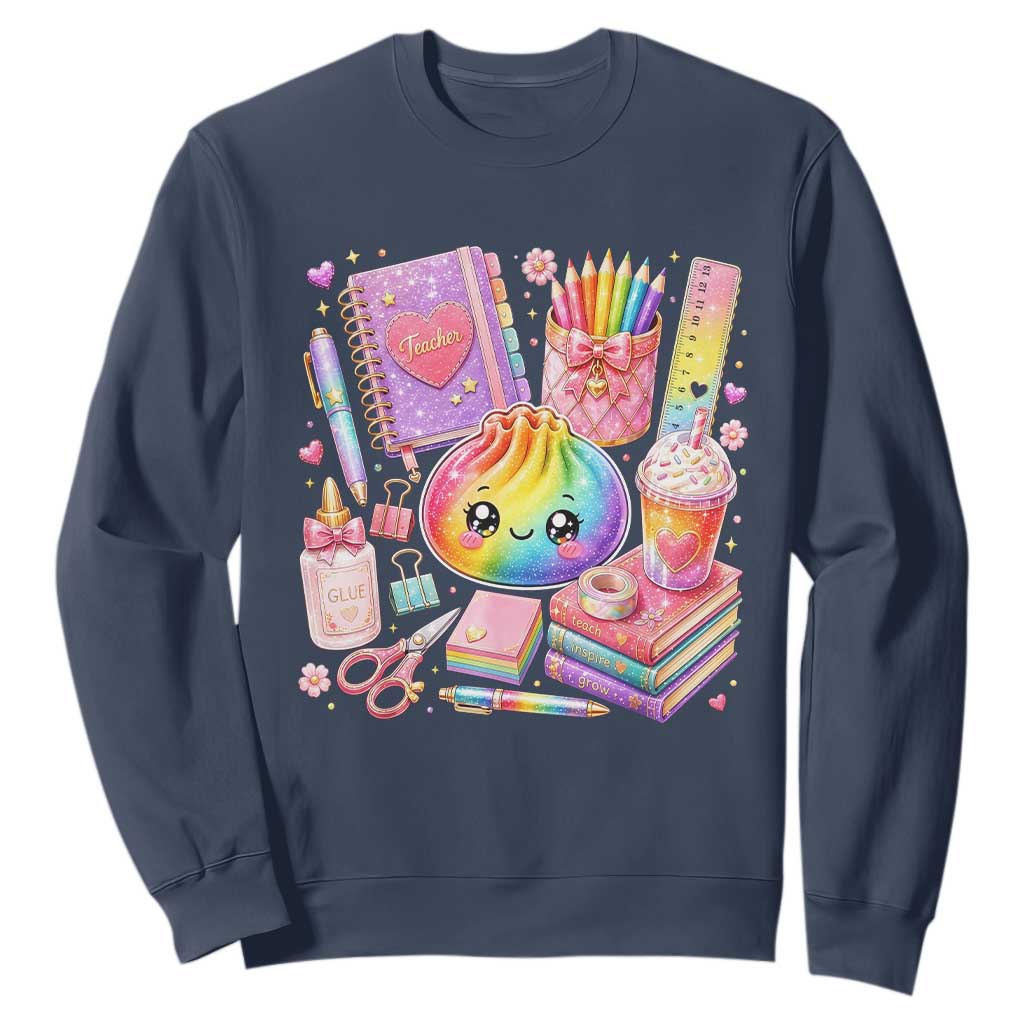 Kawaii Glitter Dumpling Teacher Stationeries Graphic Sweatshirt Cute Back To School for Teachers
