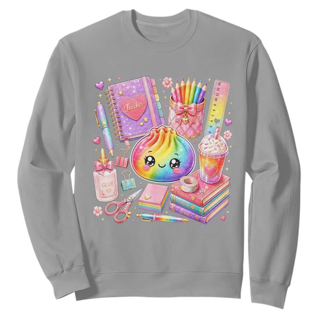 Kawaii Glitter Dumpling Teacher Stationeries Graphic Sweatshirt Cute Back To School for Teachers