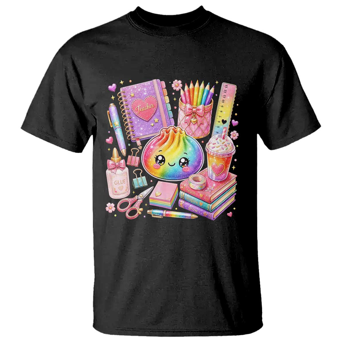 Kawaii Glitter Dumpling Teacher Stationeries Graphic T Shirt Cute Back To School for Teachers